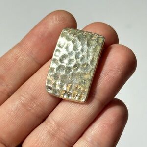 Signed NF 925 Thailand Rectangle Pendant Hammered Silver Modern Minimalist